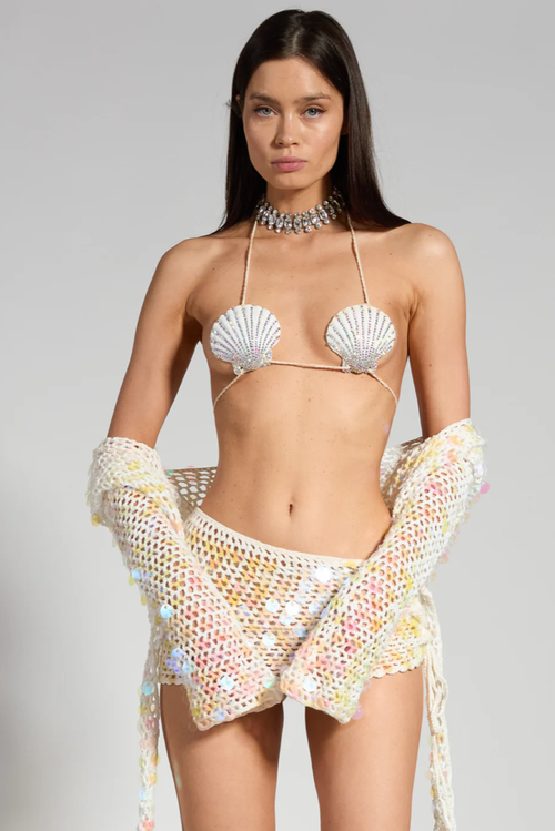 Sparkl Siren Mini Skirt In White