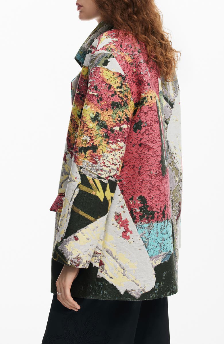 Desigual Lacroix Poster Tapestry Cotton Blend Coat, Alternate, color, Mix