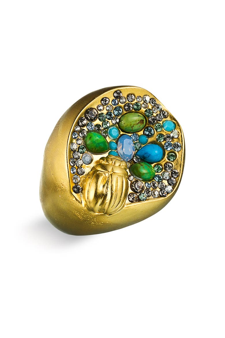'O'Keeffe' Scarab Garden Ring, Main, color, GOLD