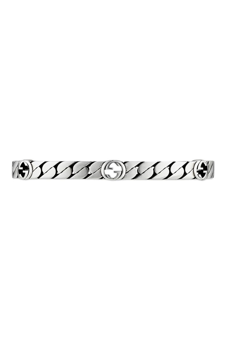 Men's Interlocking-G Cuff Bracelet, Main, color, SILVER