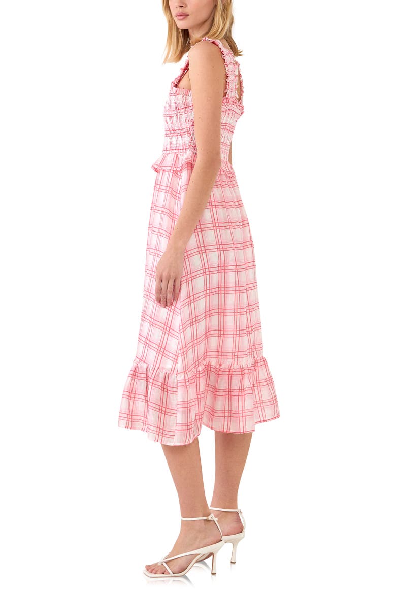 Plaid Ruffle Midi Dress, Alternate, color, RED