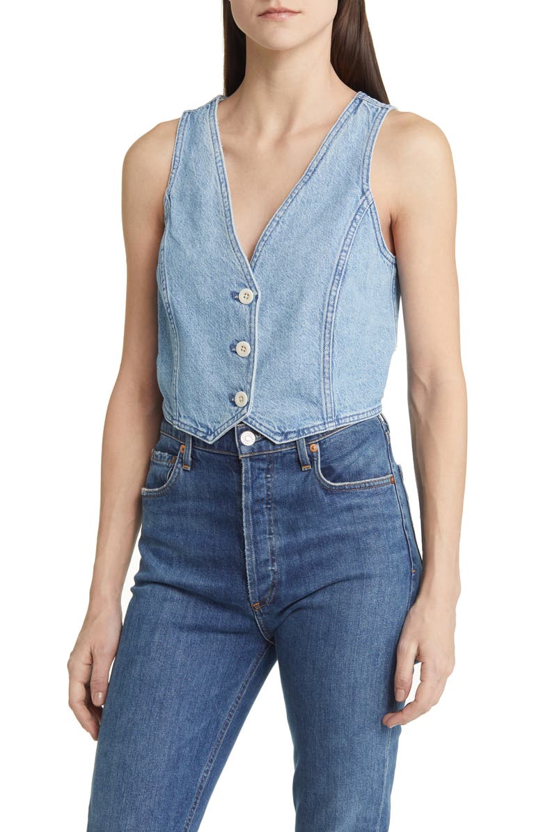 Madewell Katrina Denim Crop Vest Top, Main, color, 