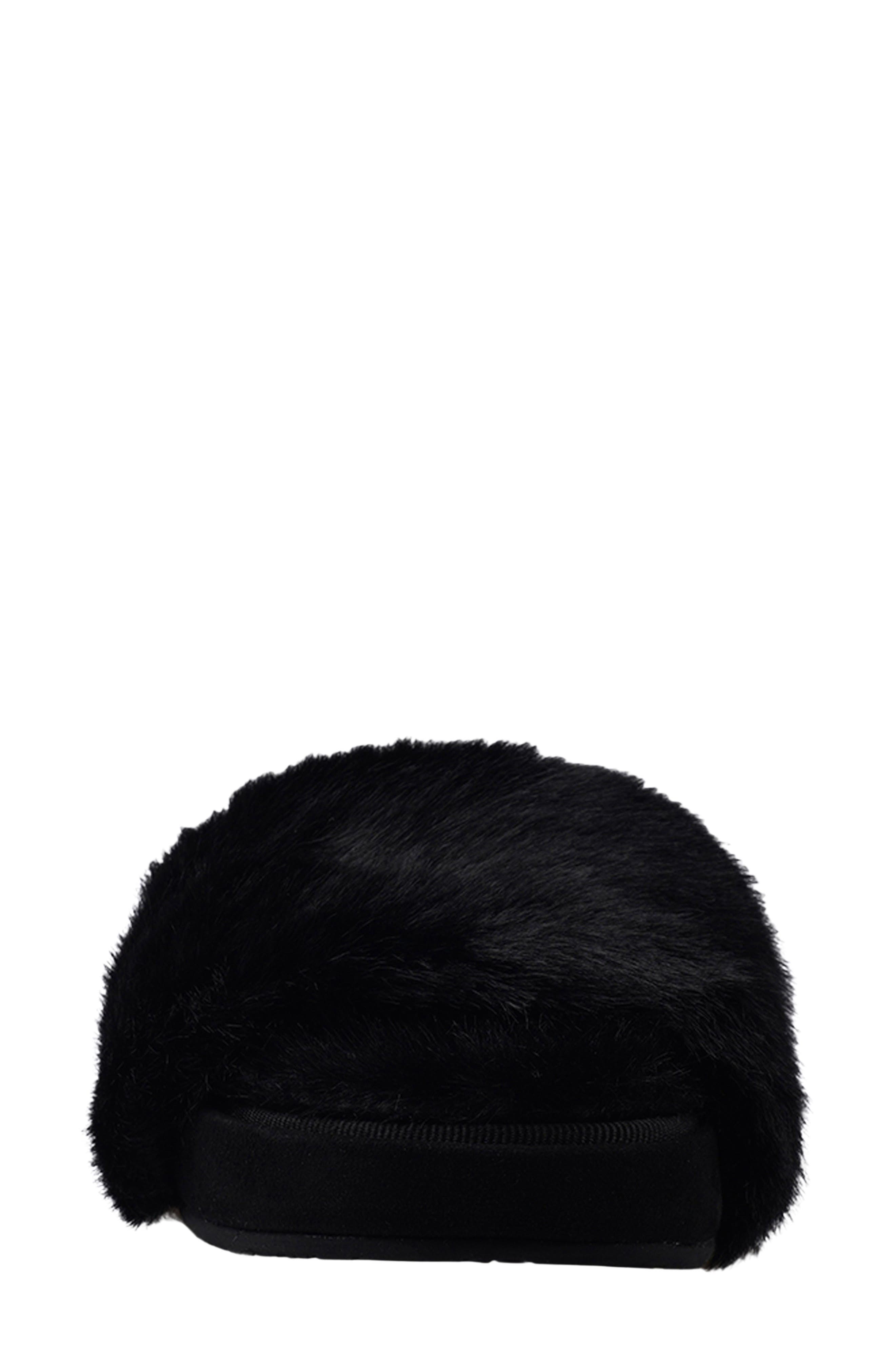 National Comfort Macklin Faux Fur Slipper, Alternate, color, Black