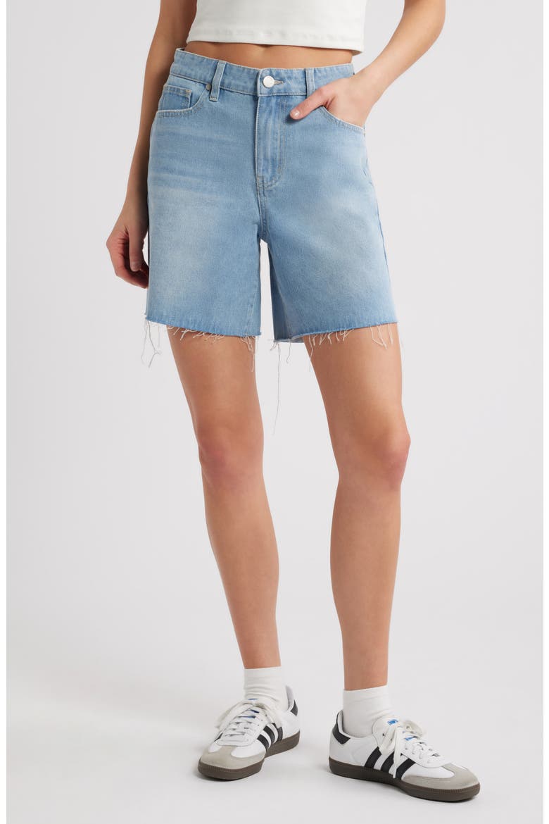 Remi High Waist Cutoff Denim Shorts, Main, color, FADED INDIGO