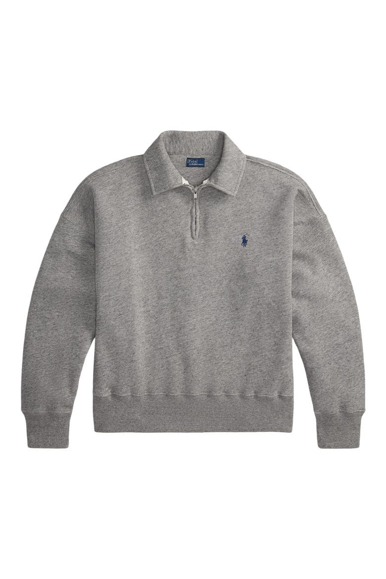 Lightweight Fleece Quarter Zip Pullover, Alternate, color, DARK VINTAGE HEATHER