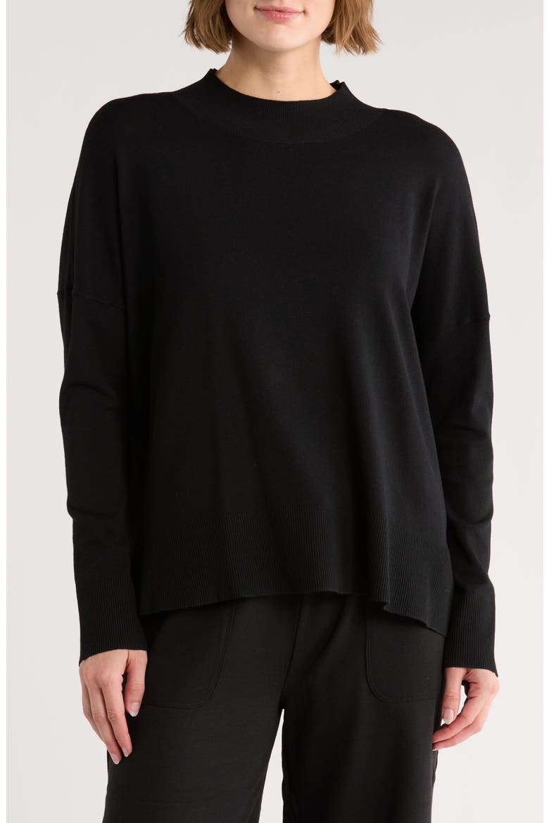 Jette Mock Neck Sweater, Main, color, BLACK