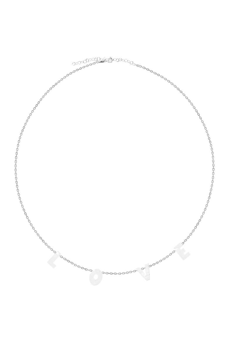 Genuine Mother Of Pearl "Love" Necklace, Main, color, SILVER