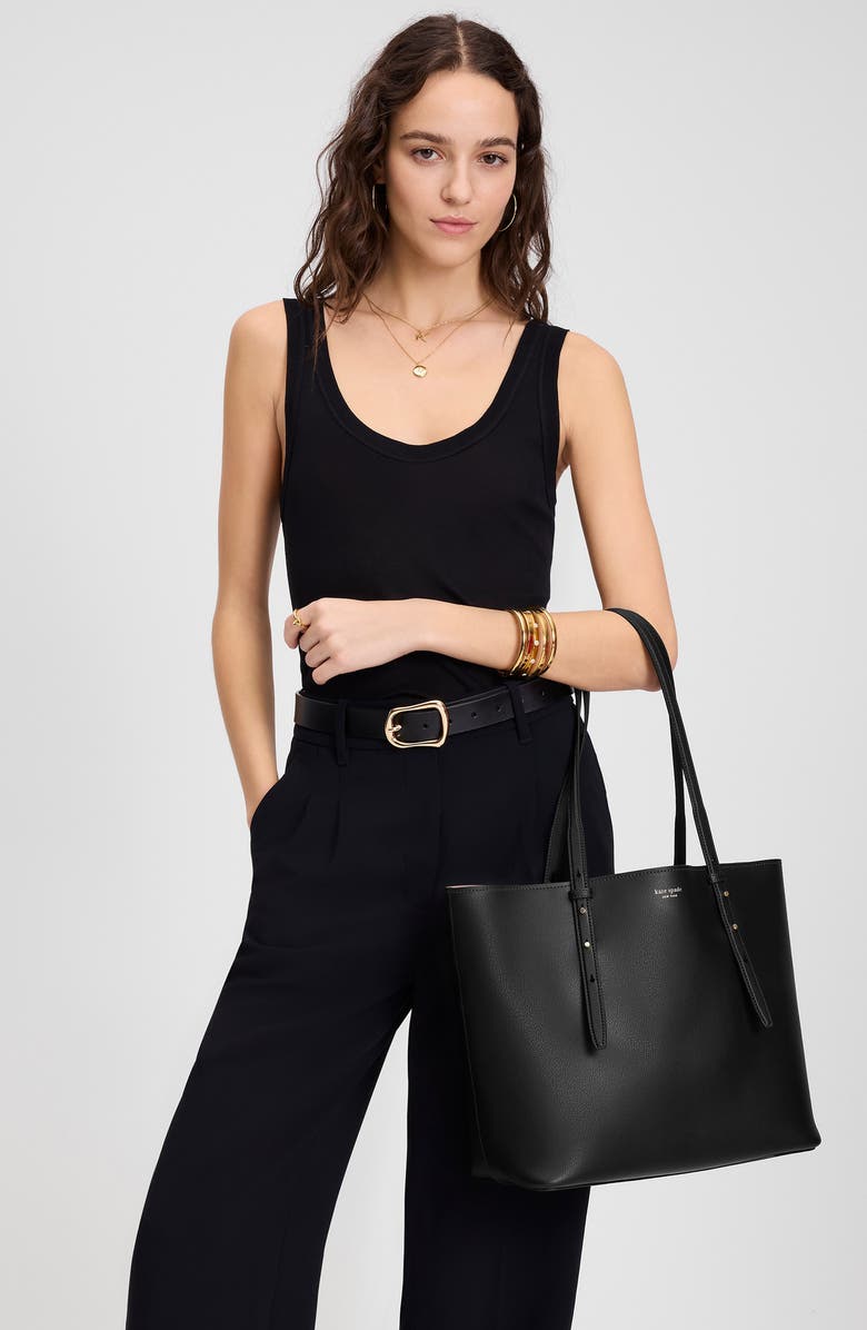 Kate Spade New York do it all fine grain leather tote, Alternate, color, Black