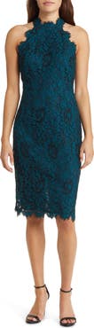 Eliza J Mock Neck Lace Sheath Dress