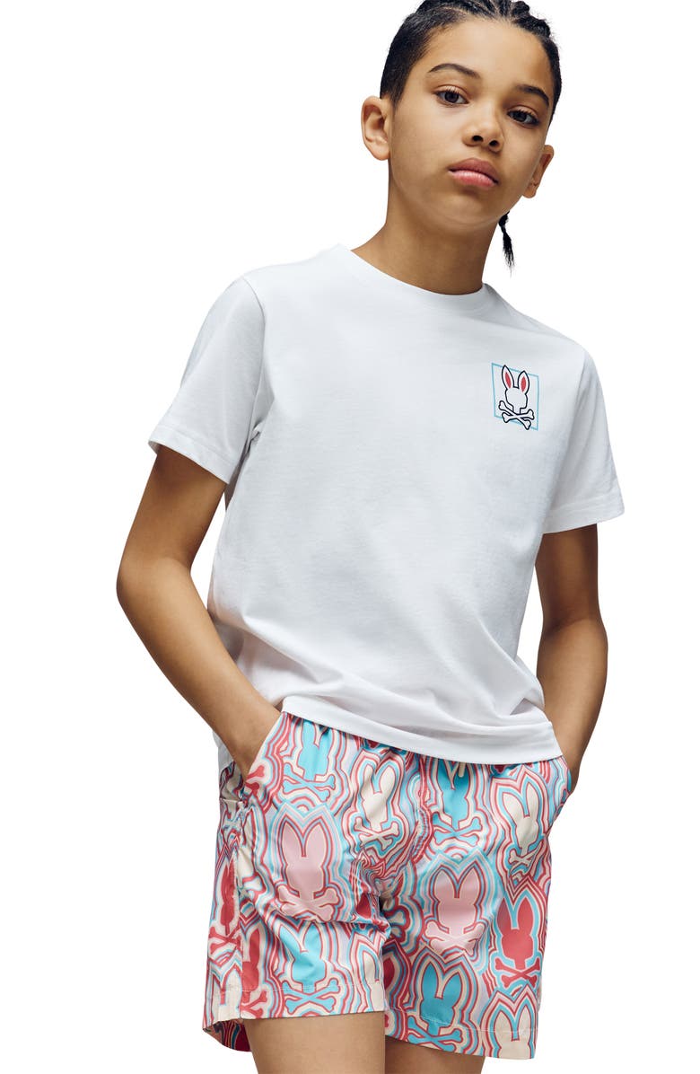 Psycho Bunny Kids' Jesse Pima Cotton Graphic T-Shirt, Alternate, color, White