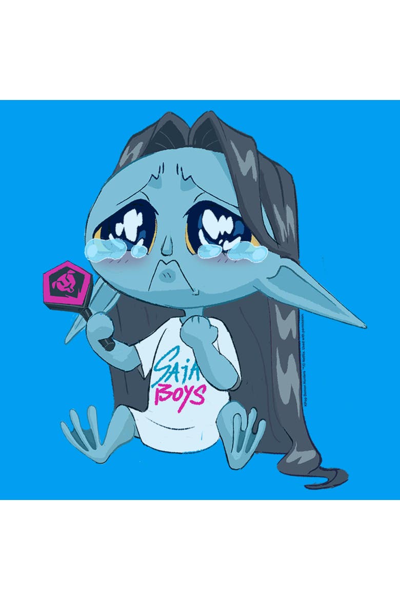 Boys KPop Demon Hunters Chibi Crying Fan T Shirt, Alternate, color, Sapphire