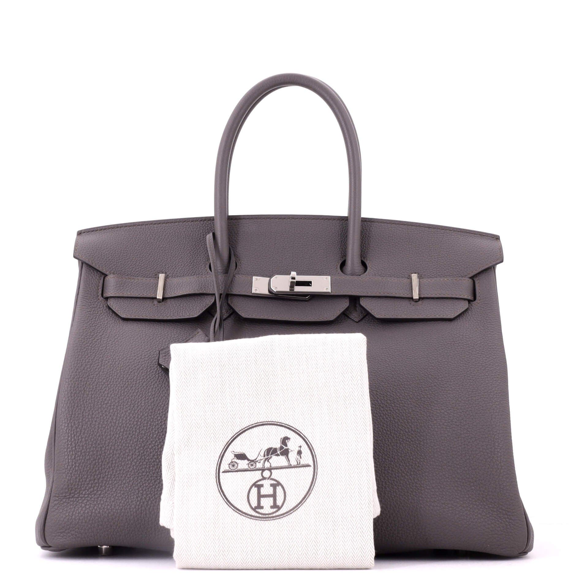 Pre-Owned Hermes Birkin Handbag Grey Togo with Palladium Hardware 35, Alternate, color, Etain