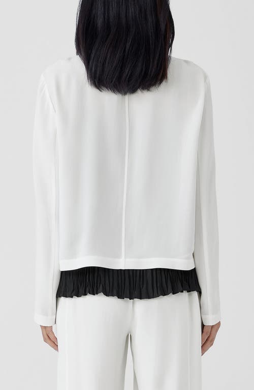 Eileen Fisher Open-front Silk Georgette Crepe Blazer In Ivory