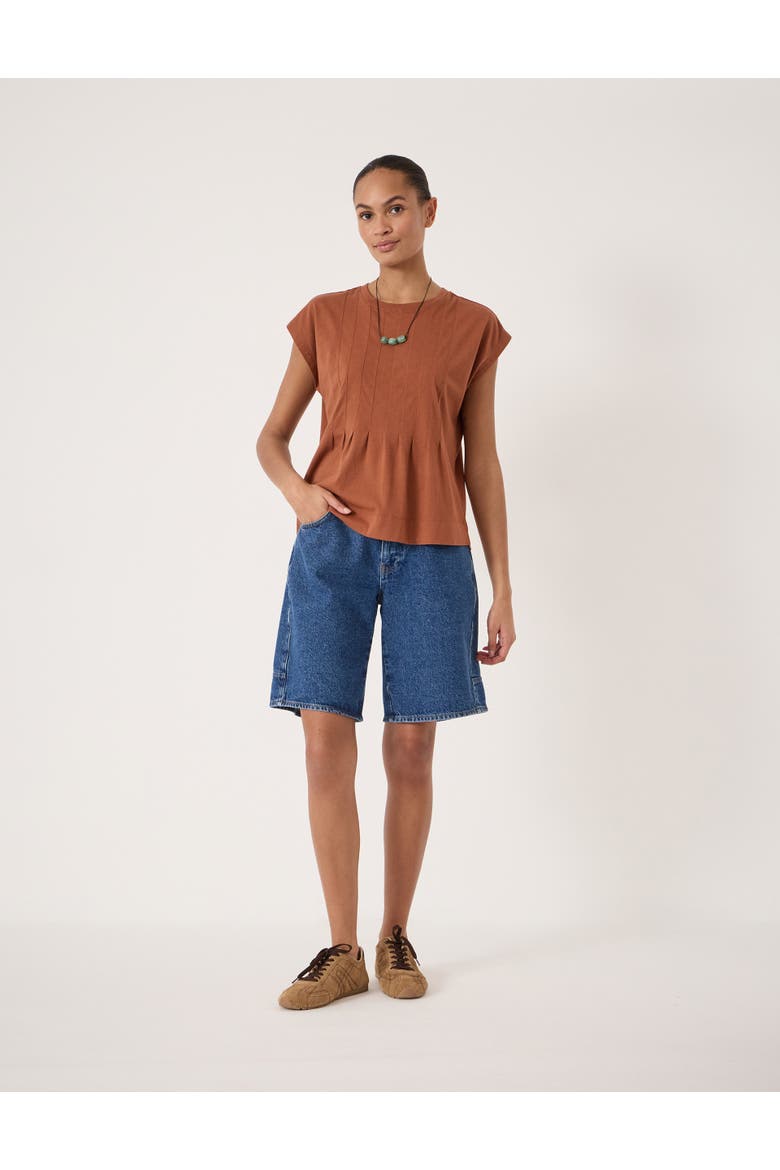 Ellery Pleat Release T-Shirt, Alternate, color, Terracotta Brown