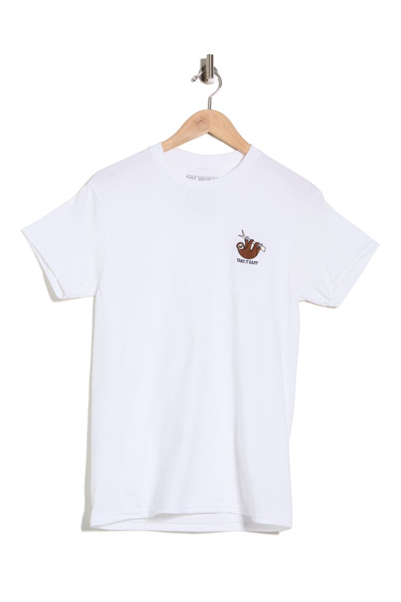 Take It Easy Sloth Cotton Graphic T-Shirt, Alternate, color, WHITE