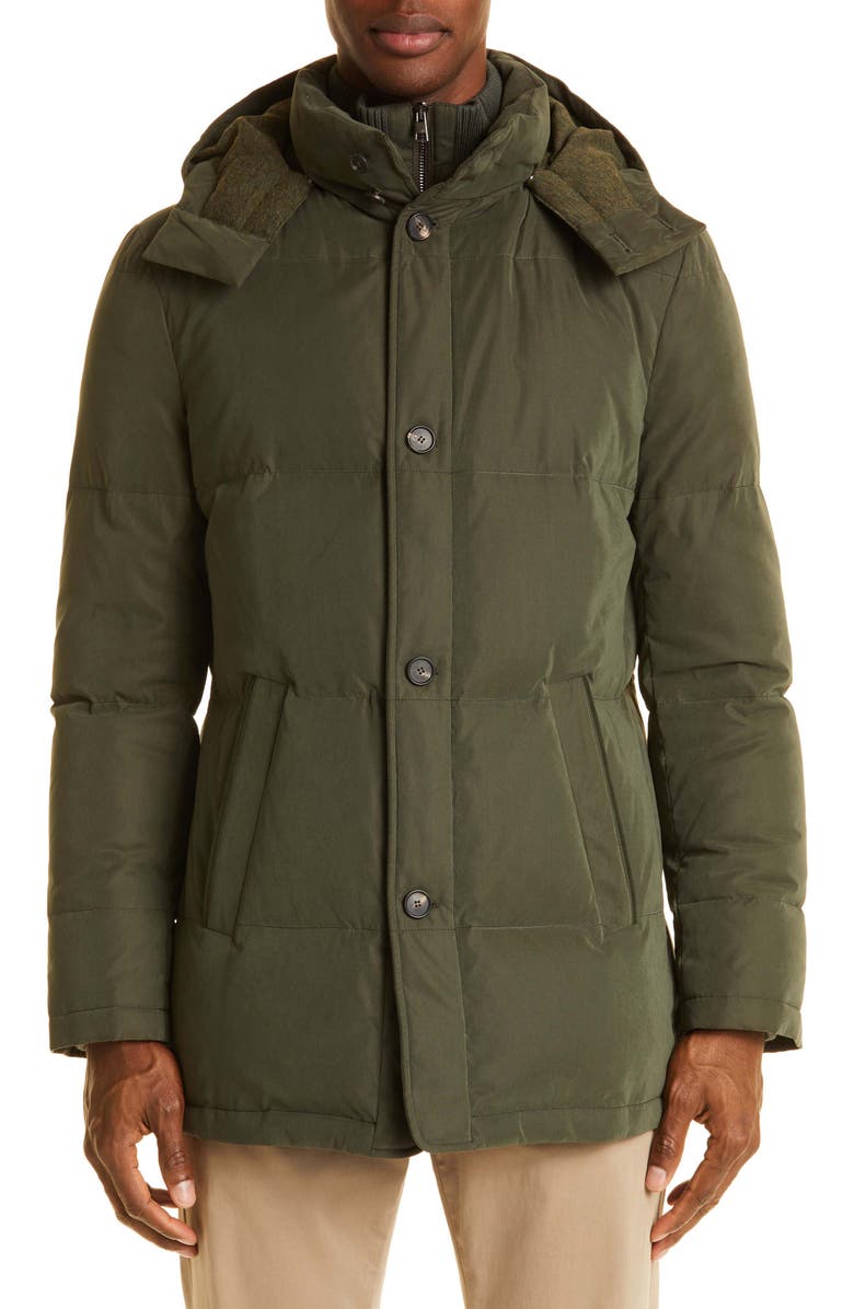 Thom Sweeney Quilted Down Puffer Coat with Bib Inset, Main, color, 