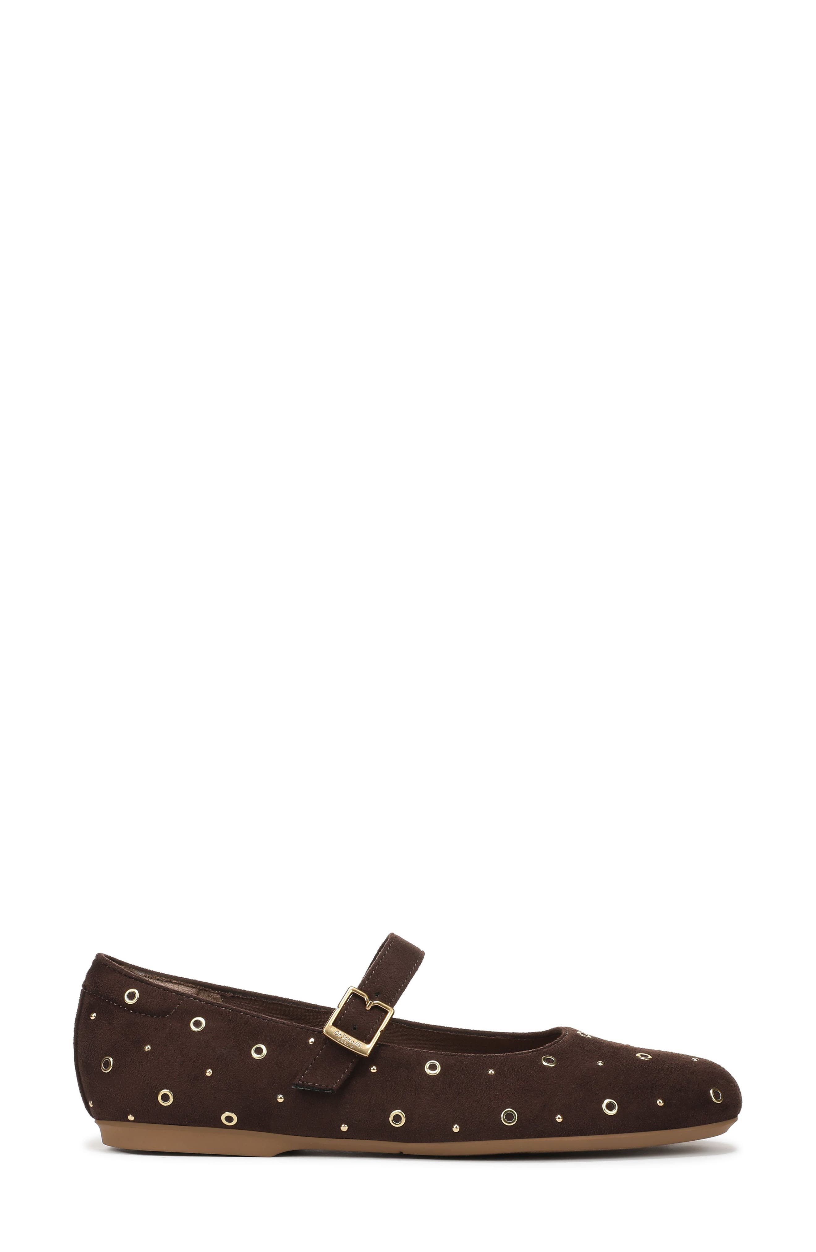 Dr. Scholl's <p>Wexley Studded Mary Jane Flat (Women)</p>, Alternate, color, Dark Umber Microfiber
