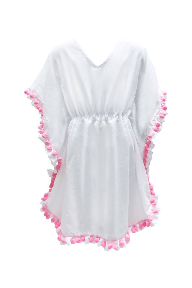 Kids' Pink Pompom Detail Caftan, Main, color, White