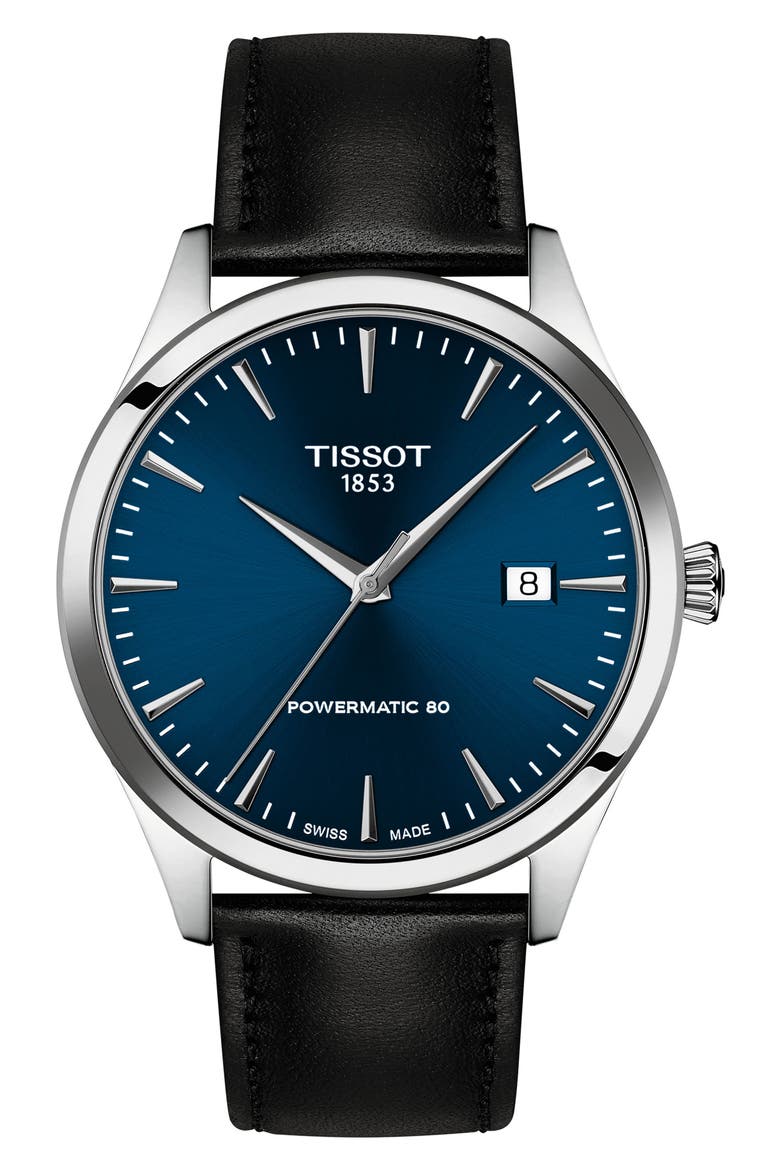 Classic Dream Automatic Leather Strap Watch, 40mm, Main, color, BLUE