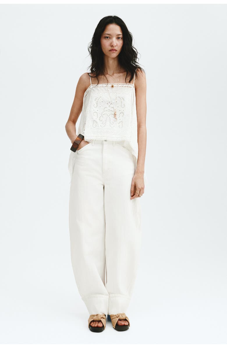 H&M Barrel Leg Regular Waist Jeans, Alternate, color, Cream