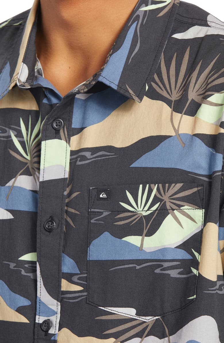 Quiksilver Slow Dazed Short Sleeve Organic Cotton Button-Up Shirt, Alternate, color,