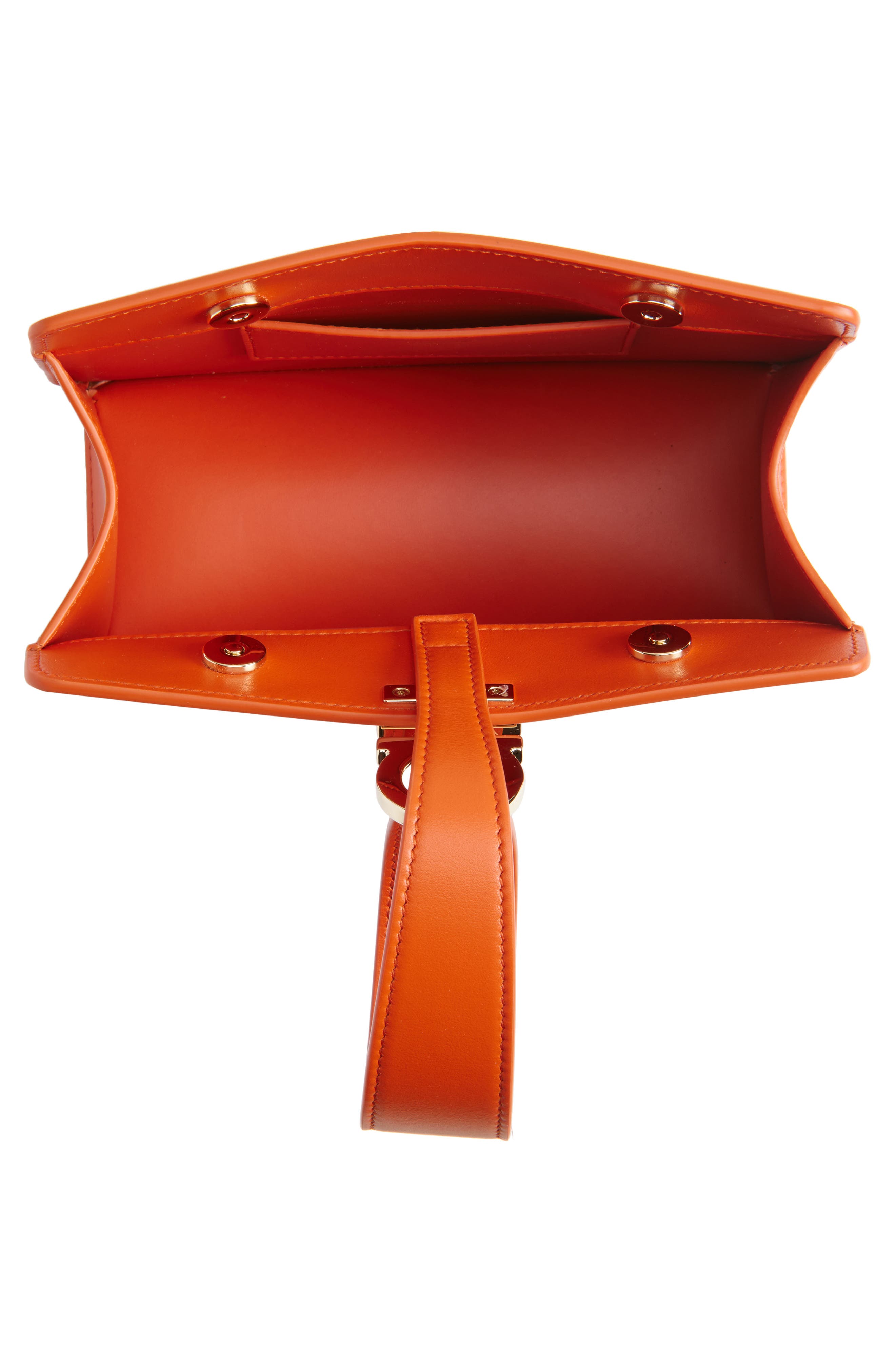 Double Gancio Leather Mini Clutch, Alternate, color, LIGHT SIENA