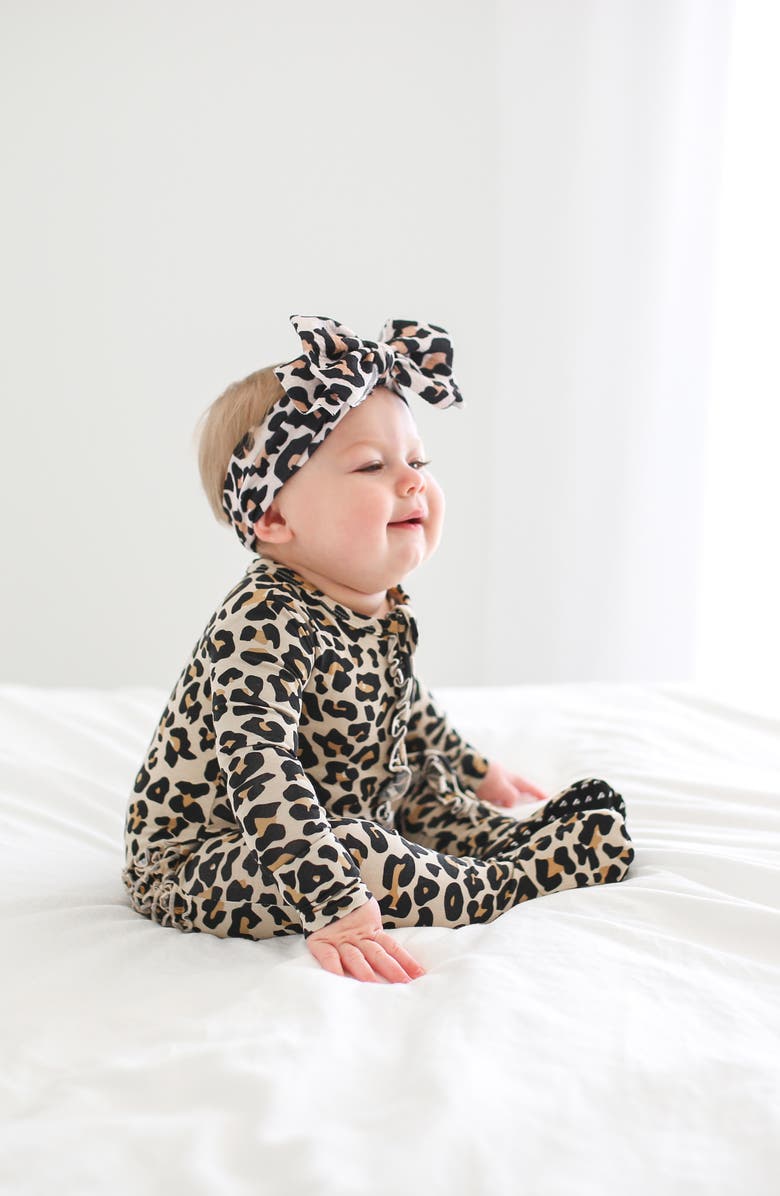 Posh Peanut Lana Leopard Ruffle Footie, Alternate, color, Lana Leopard