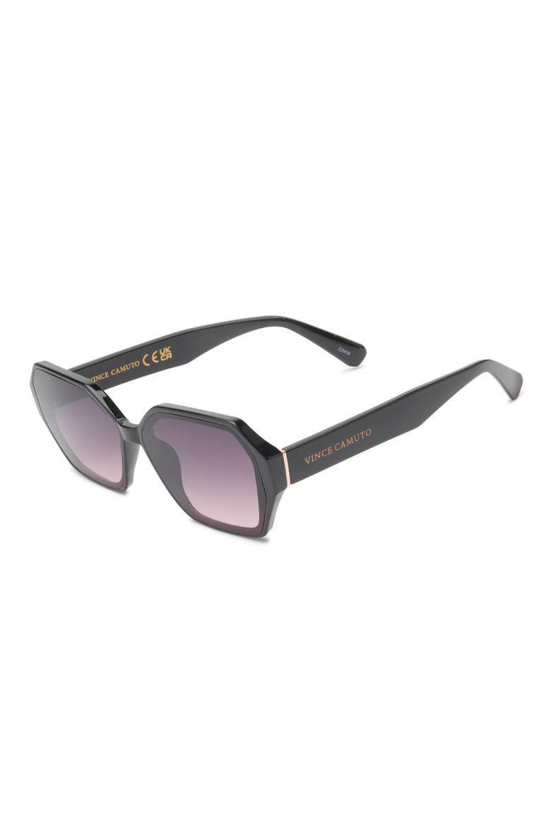 58mm Gradient Geometric Sunglasses, Alternate, color, BLACK