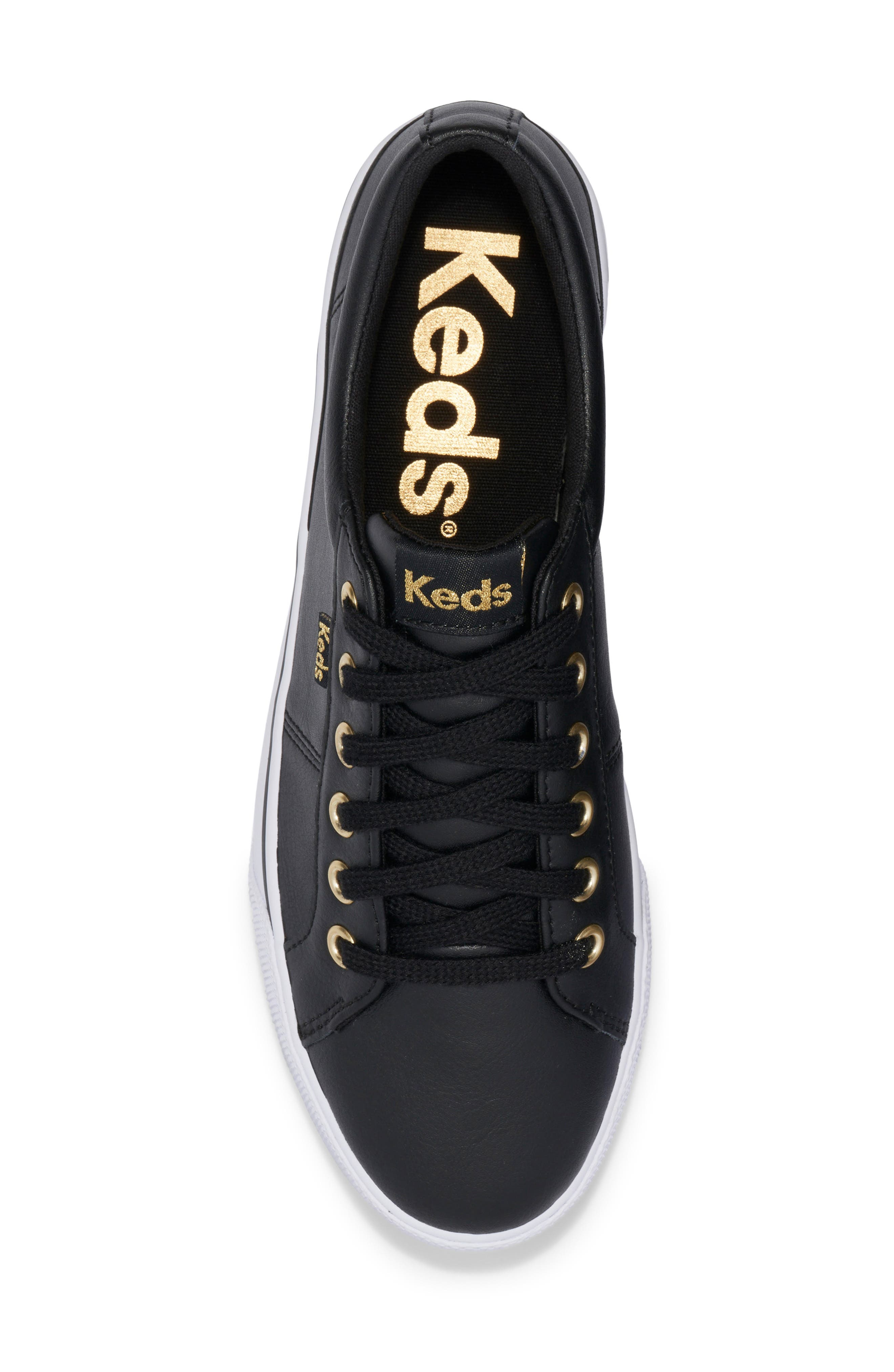 Keds<sup>®</sup> Jump Kick Duo Leather Lace-Up Sneaker, Alternate, color, Black