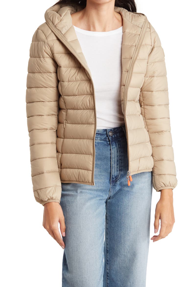 Daisy Packable Hooded Puffer Jacket, Main, color, MAC BEIGE