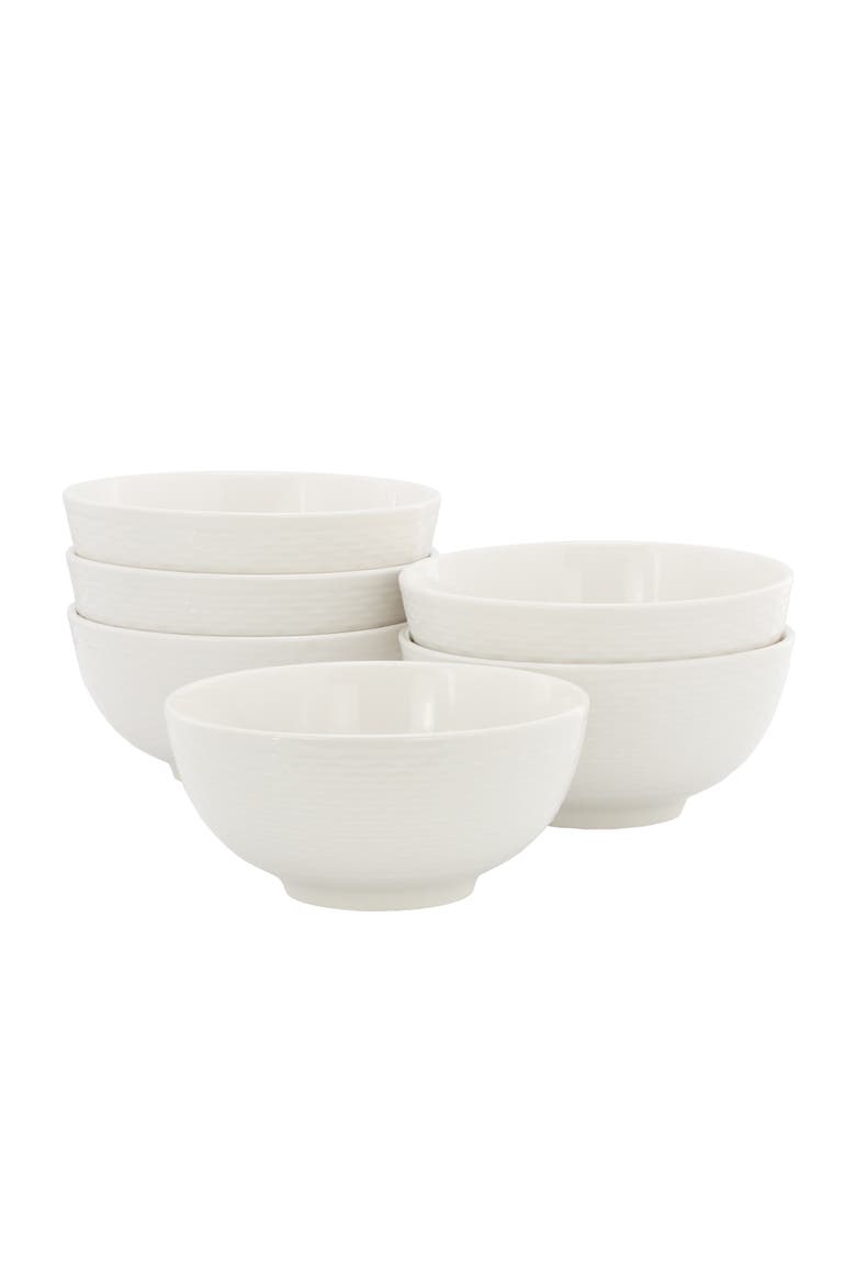 Ophelia 6 Piece Stoneware Cereal Bowl Set in White, Main, color, White