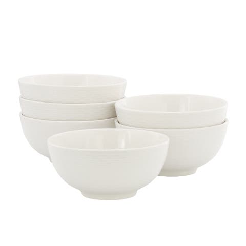 Ophelia 6 Piece Stoneware Cereal Bowl Set in White
