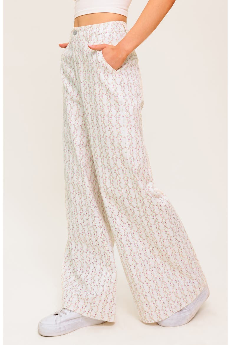 Floral Wide Leg Pants, Alternate, color, IVORY