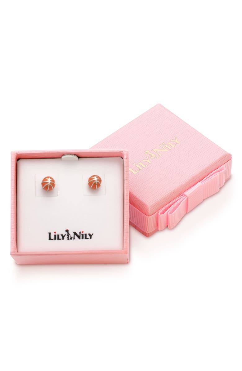 Lily Nily Kids' 3D Basketball Stud Earrings, Alternate, color, Silver