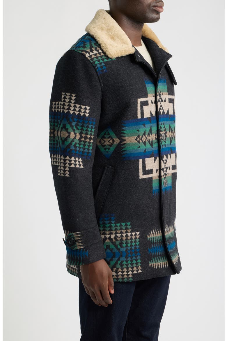 Brownsville Wool Coat with Faux Shearling Collar, Alternate, color, CHIEF JOSEPH OXFORD
