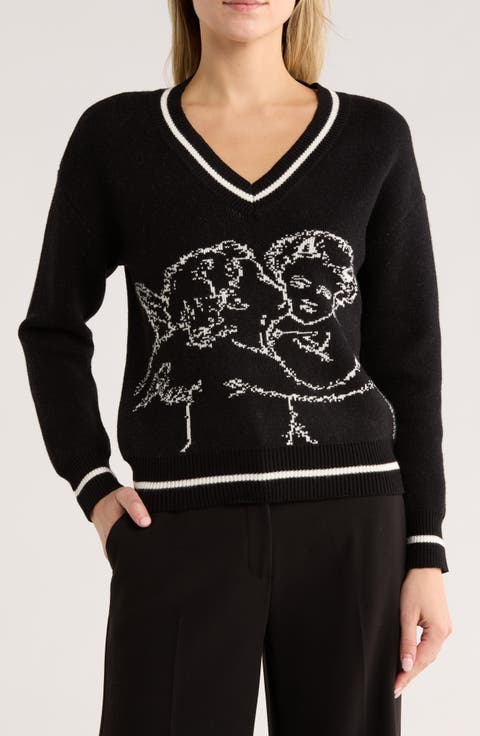 Jacquard V-Neck Sweater