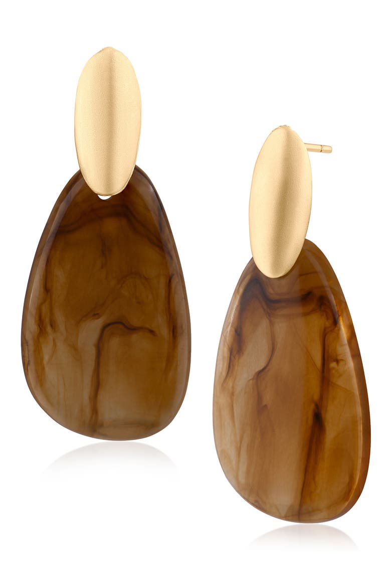 Resin Teardrop Earrings (Nordstrom Exclusive), Main, color, BROWN/ GOLD