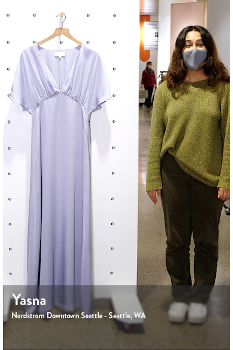 The Chiara Flutter Sleeve Satin Dress video