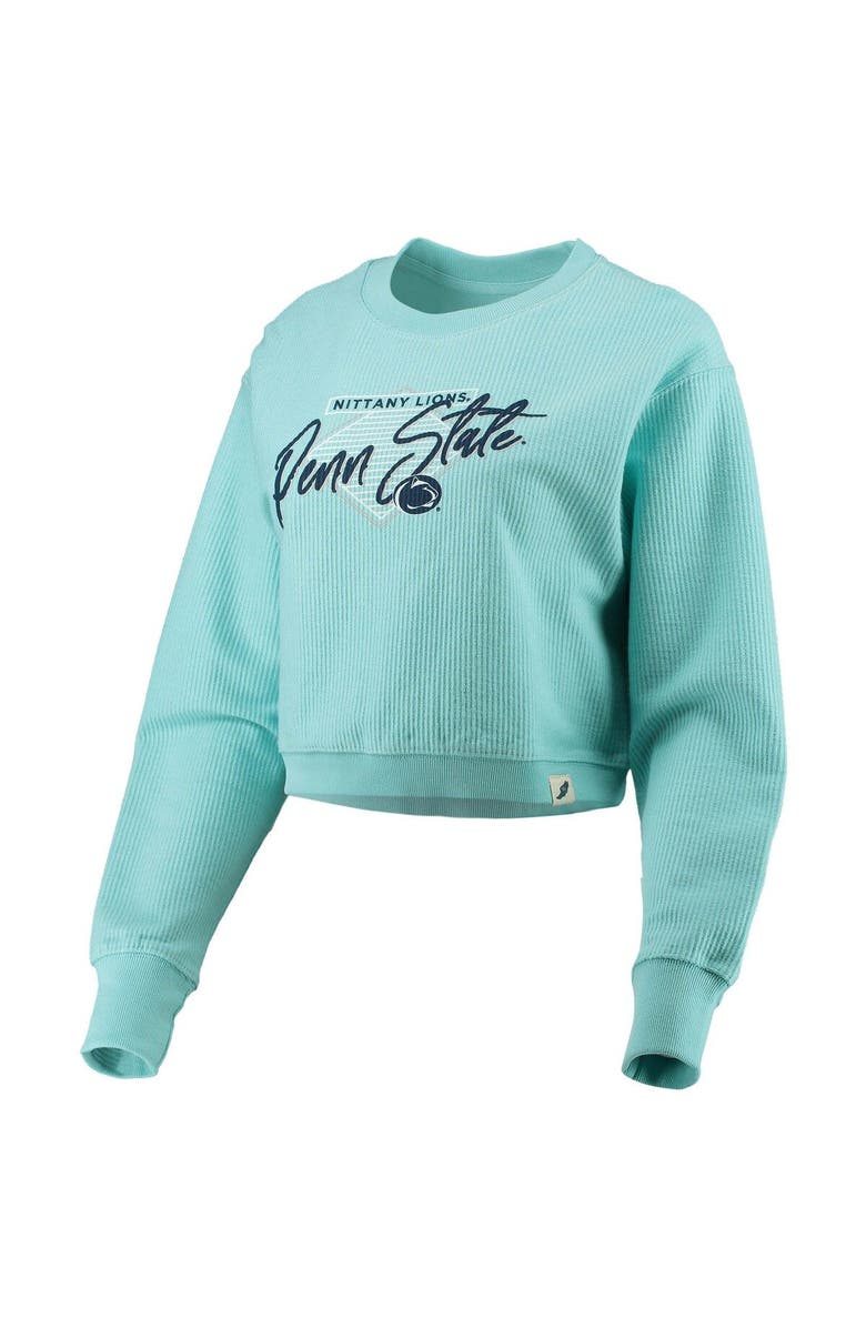 LEAGUE COLLEGIATE WEAR Women's League Collegiate Wear Light Blue Penn State Nittany Lions Corded Timber Crop Pullover Sweatshirt, Alternate, color, 