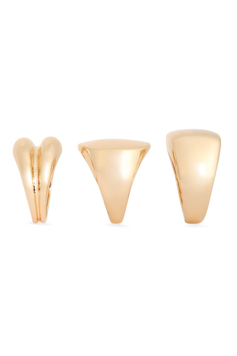 Set of 3 Signet Rings, Alternate, color, GOLD