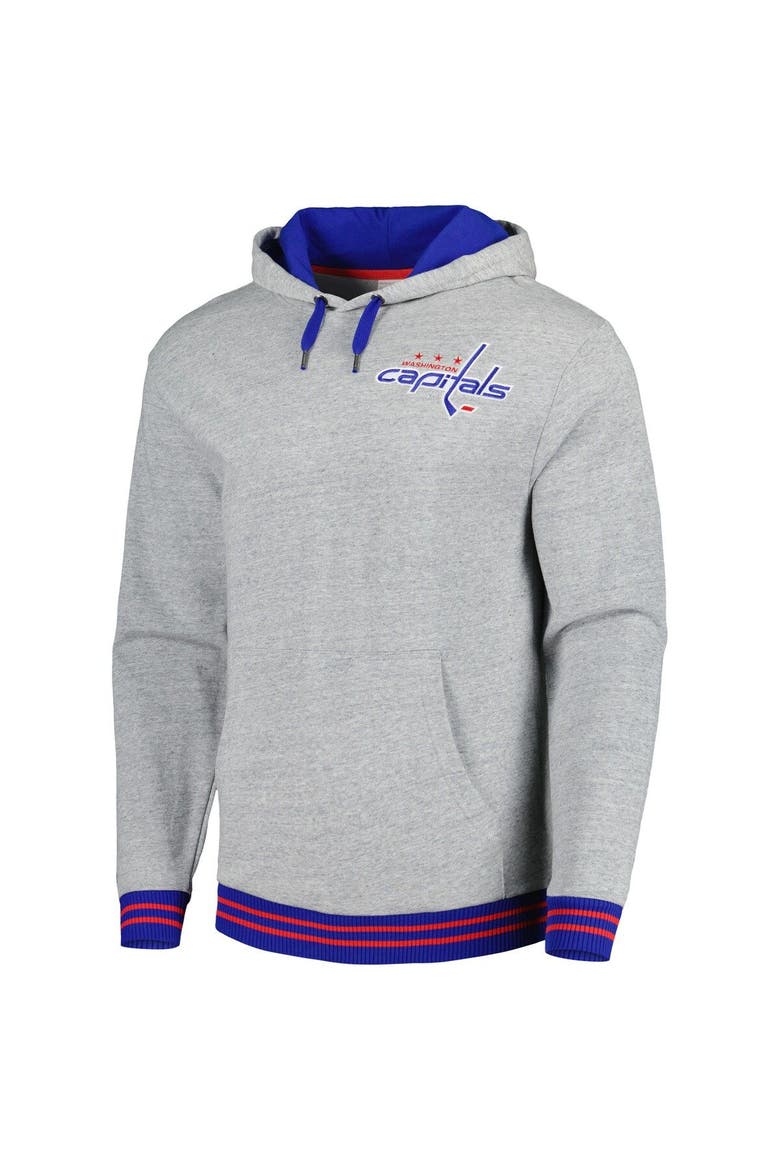 Men's Mitchell & Ness  Heather Gray Washington Capitals Classic French Terry Pullover Hoodie, Alternate, color, Heather Gray