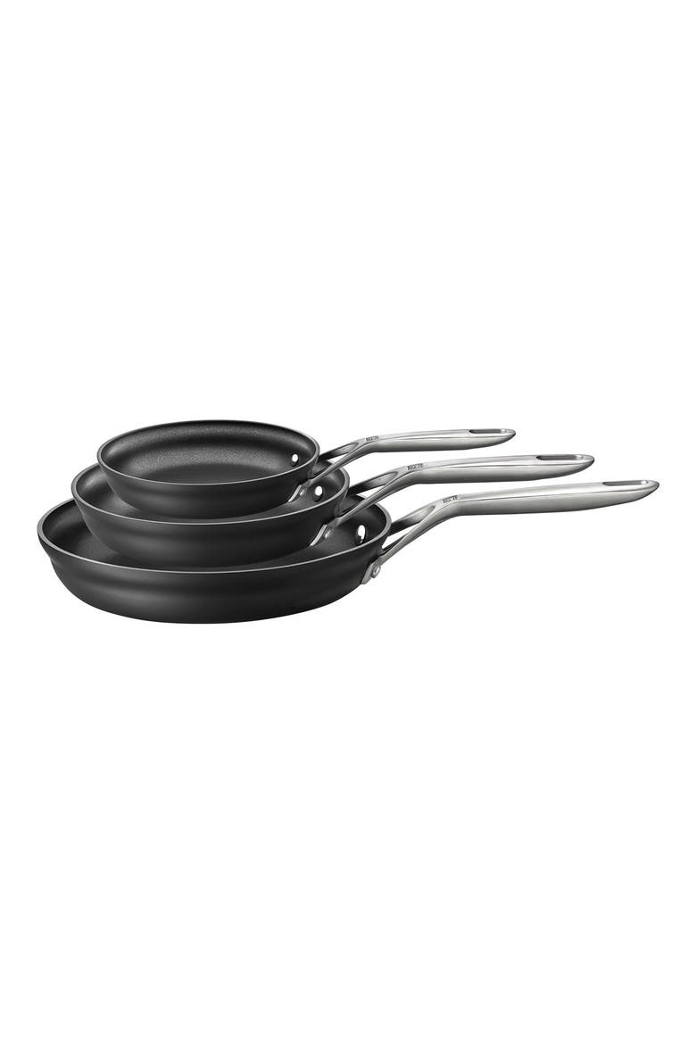 Motion Hard Anodized Aluminum Nonstick Fry Pan 3-Piece Set, Main, color, ALUMINUM