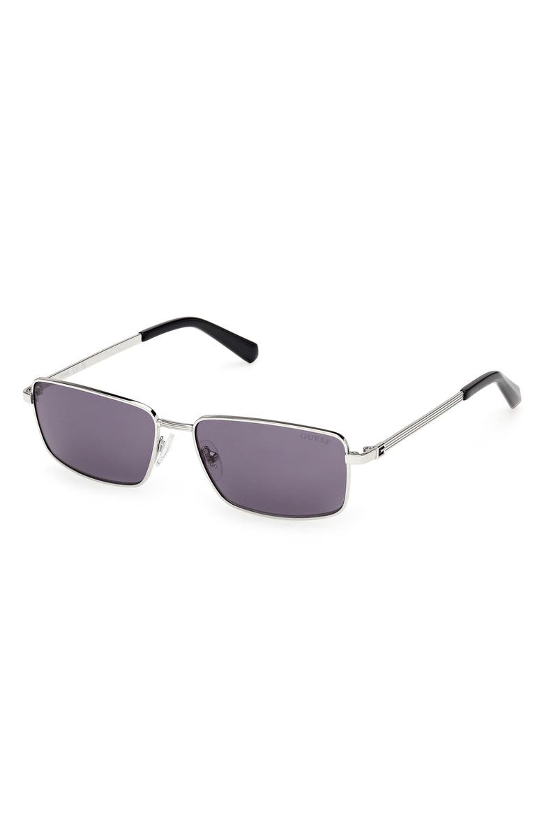 GUESS Rectangular Sunglasses, Alternate, color, Shiny Light Nickeltin / Violet