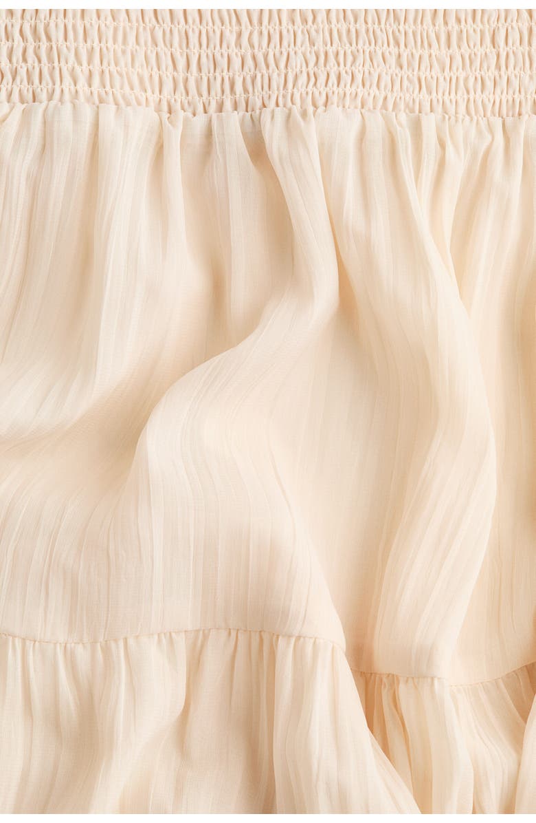 H&M Smocked Chiffon Skirt, Alternate, color, Light Beige