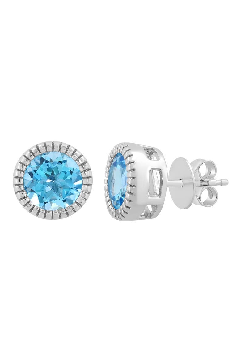 Sterling Silver Blue Topaz Stud Earrings, Main, color, BLUE