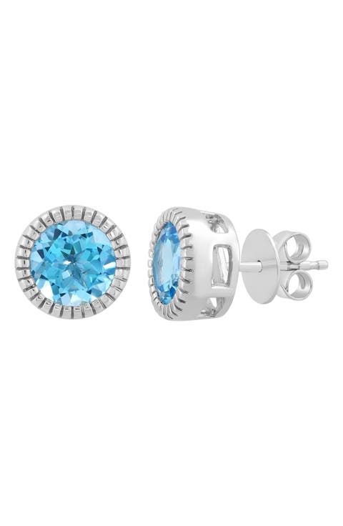 Sterling Silver Blue Topaz Stud Earrings