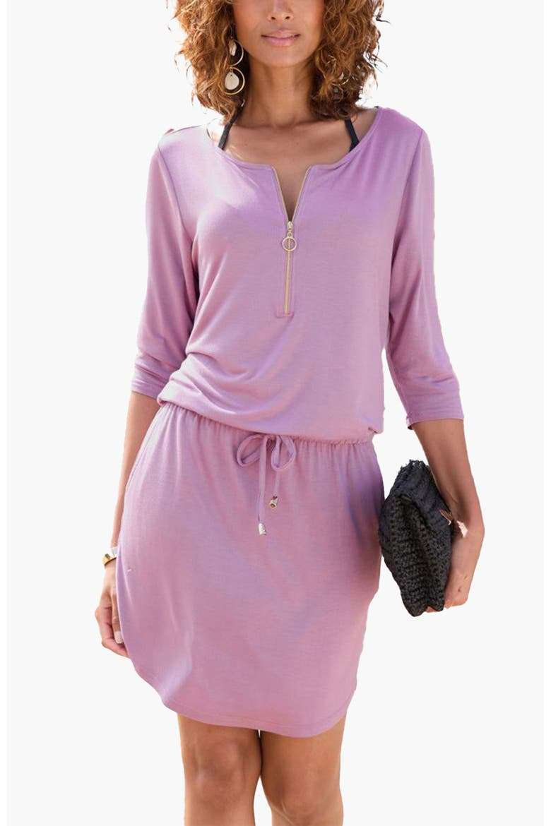 Women's Zipper Detail Mini Dress, Main, color, Lilac