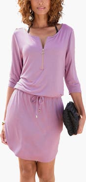 LASCANA Women's Zipper Detail Mini Dress