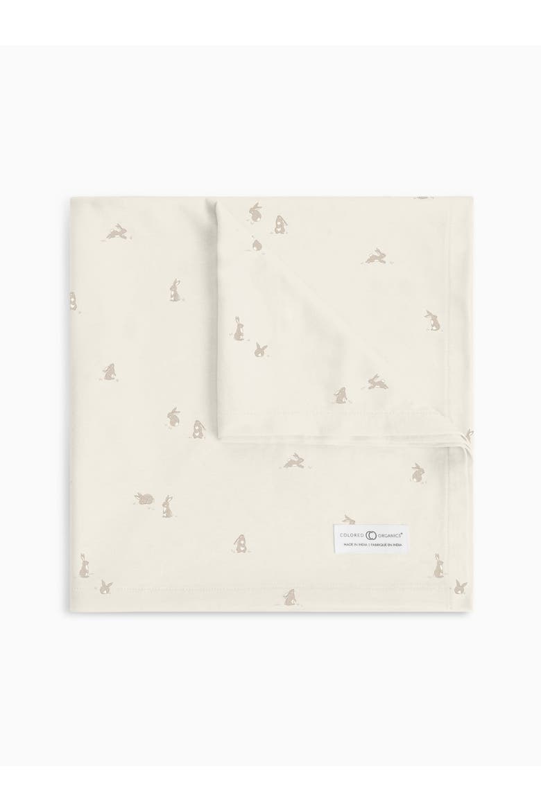 Organic Swaddle Blanket, Main, color, Bunnies / Oat + Clay