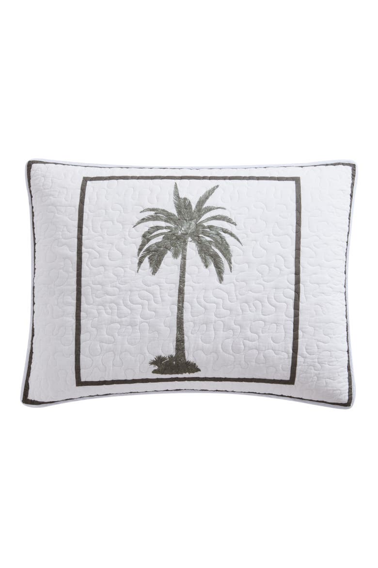 Palm Island King Cotton Sham, Main, color, PALM GREEN